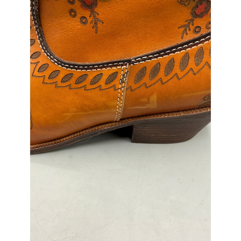 L'Artiste Spring Step Galop-CA Tan Leather Floral Western Ankle Boots Womens 41 - Picture 5 of 16